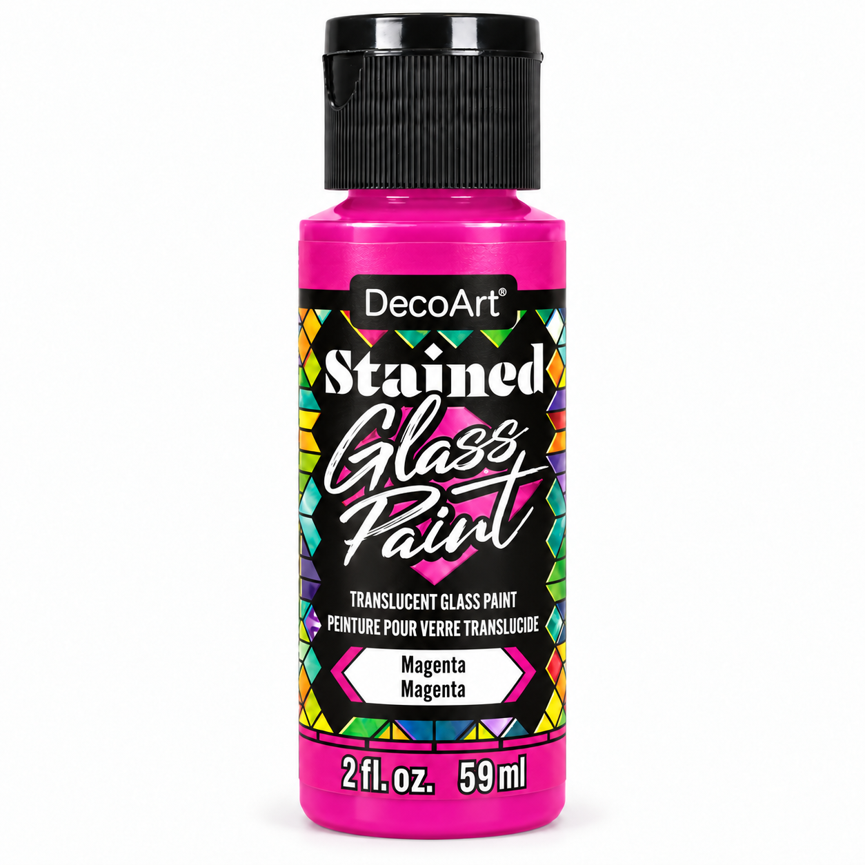 DecoArt Stained Glass Paint in magenta, 2 oz bottle