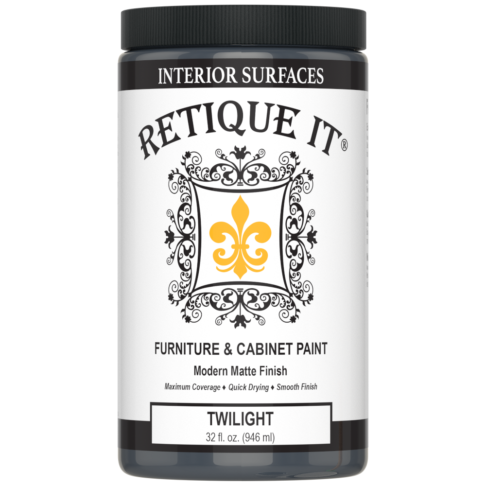 Retique It Furniture & Cabinet Paint in Twilight, 32 fl. oz. container with a black lid.