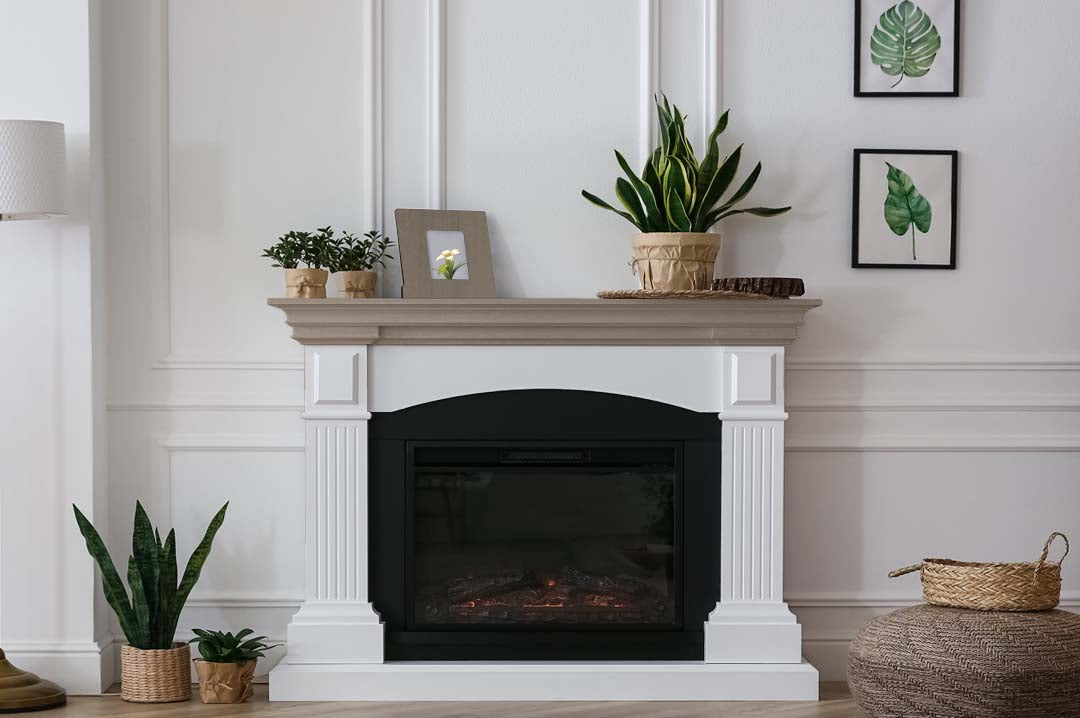 Retique It Multi-purpose Smooth Finish Kit in Harbor Gray, interior wood top coat applied on fireplace mantle with a smooth finish.