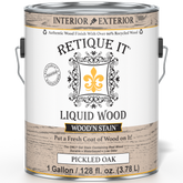 Retique It Liquid Wood Wood'n Stain in Pickled Oak, 128 oz, showing the front view of the stain container with label details.