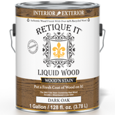 Retique It Liquid Wood Wood'n Stain in Dark Oak, 128 oz, showing the front label of the stain container.