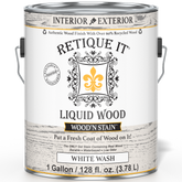 Retique It Liquid Wood Wood'n Stain in White Wash, 128 oz, showing the front of the stain bottle with product label.