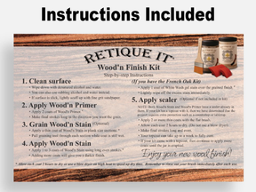 Retique It Decking Wood'n Kit in Harbor Gray stain with front instruction sheet showing application steps.