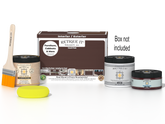 Retique It Multi-purpose Smooth Finish Kit in Java for exterior wood projects, includes top coat and application tools.