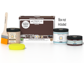 Retique It Multi-purpose Smooth Finish Kit in Java for interior wood projects, includes top coat and application tools.