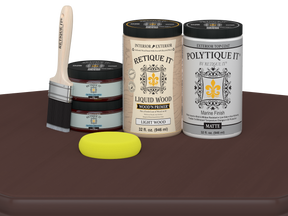 Retique It® Large Java Multi-purpose Smooth Finish Kit for exterior wood, includes top coat and application tools.