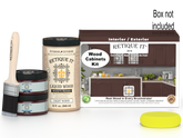 Retique It® Wood'n Cabinet Kit with 12 smooth Java stain cabinet doors, showcasing natural wood finish and sleek design.
