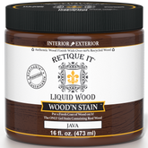 Retique It Liquid Wood Wood'n Stain in Java, 16 oz, a wood stain with rich, warm brown color for woodworking projects.
