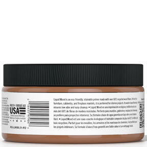 Retique It® Liquid Wood interior paint in an 8oz dark finish, showing a jar with dark liquid wood paint and branding.