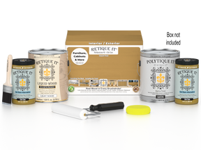Retique It® Multi-purpose Smooth Finish Kit for exterior wood in Old Oak, includes four large top coat bottles with application tools.
