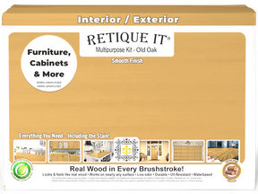 Retique It® Wood'n Cabinet Kit with 12 smooth Old Oak stained cabinet doors, designed for easy DIY furniture updates.