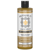 Retique It Liquid Wood Wood'n Stain in Old Oak, 8 oz bottle, showing the stain's rich oak color and smooth liquid consistency.