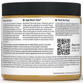 Retique It Liquid Wood Wood'n Stain in Old Oak, 16 oz bottle, showcasing the stain's rich wood tone and smooth application.