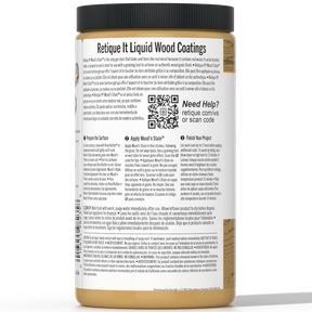 Retique It Liquid Wood Wood'n Stain in Old Oak, 32 oz bottle, showing the stain's rich wood tone and applicator tip.