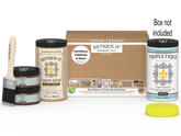 Retique It® large Pecan Multi-purpose Smooth Finish Kit for interior wood projects, includes top coat and tools in a box.