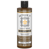Dark Pecan Liquid Wood Wood'n Stain by Retique It in 8 oz bottle, showing a rich, deep brown stain for wood finishing.