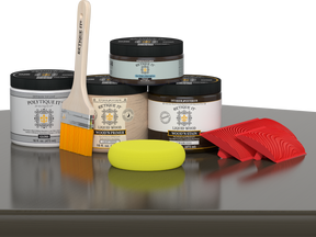 Retique It® Wood'n Kit Multi-purpose exterior top coat in charcoal finish, shown on a wooden table surface.
