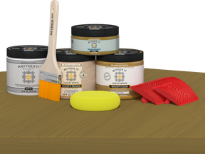 Retique It® Wood'n Finish Kit in Old Oak for exterior top coat, showing a matte wood surface with natural oak grain.