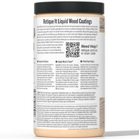 Liquid Wood Wood'n Stain in Pickled Oak by Retique It, 32 oz bottle showing the stain's color and packaging.