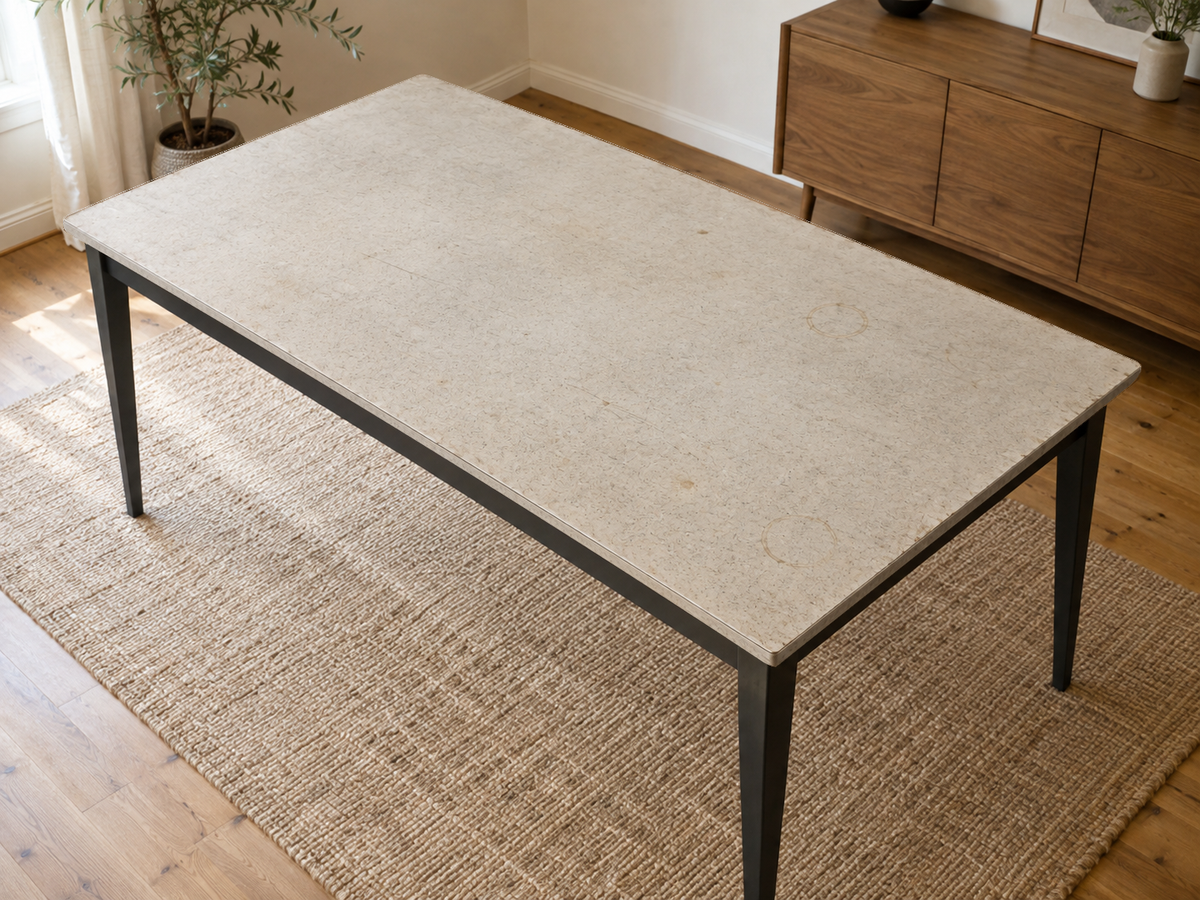 tabletop before the finish transformation