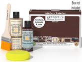 Retique It® Multi-purpose Smooth Finish Kit in Red Mahogany shown with wood finish tools and materials.