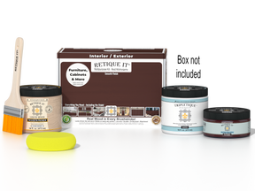Retique It® Multi-purpose Smooth Finish Kit in Red Mahogany for interior wood projects, includes top coat and application tools.