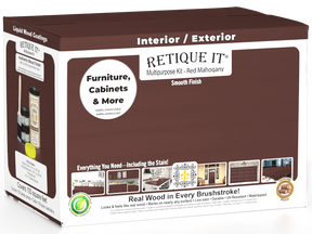 Large Red Mahogany Wood'n Finish Kit by Retique It® with smooth finish products in a multi-purpose kit box