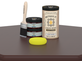 Large Red Mahogany Wood'n Finish Kit by Retique It® with smooth finish and multiple tools for wood finishing projects.