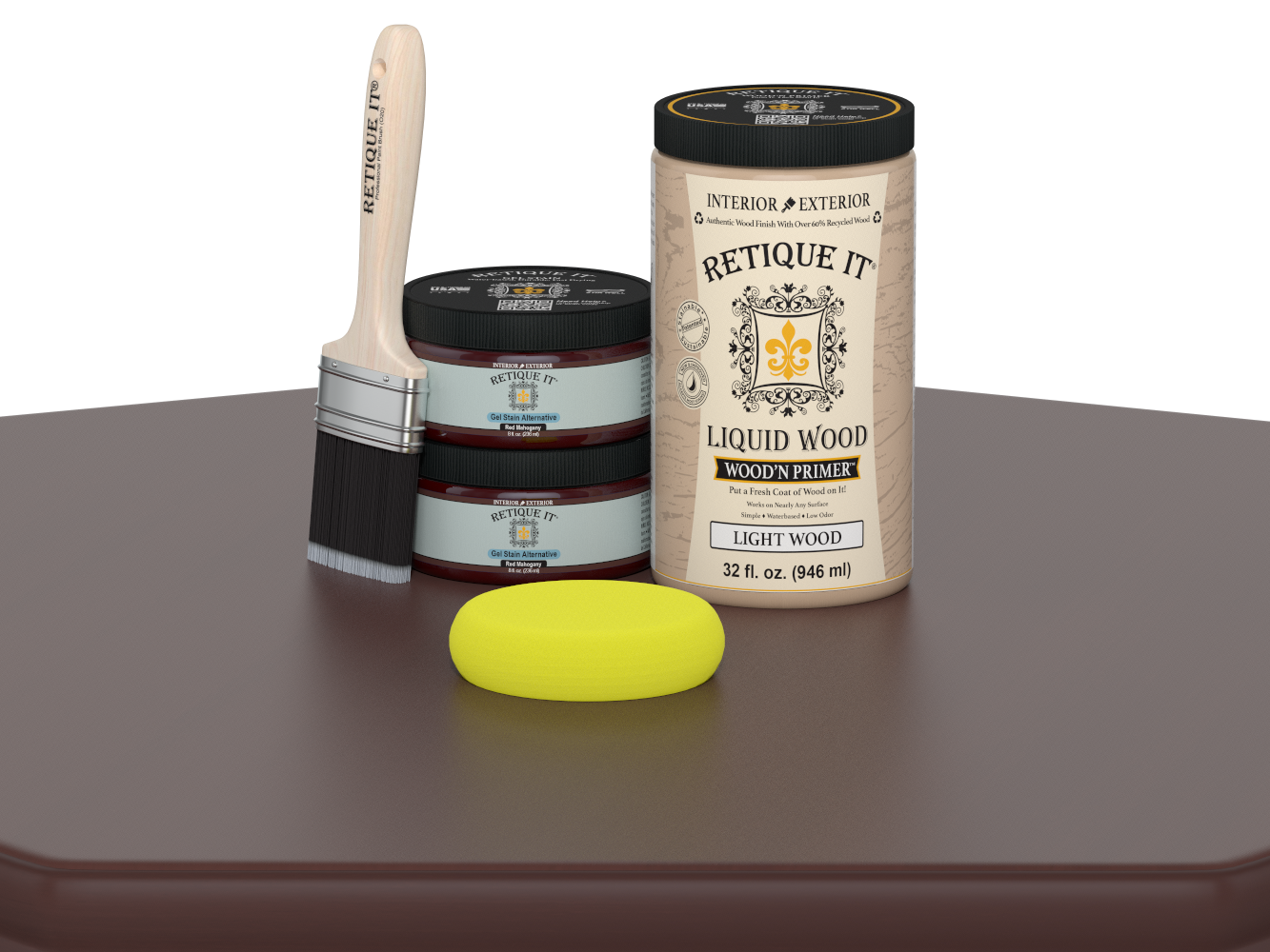 Retique It® Wood'n Cabinet Kit with 12 smooth doors in Red Mahogany stain, showcasing a polished wood finish for cabinetry.