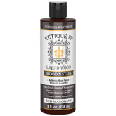 Liquid Wood Wood'n Stain in 8 oz Red Mahogany by Retique It, showing the rich reddish-brown stain and applicator brush.
