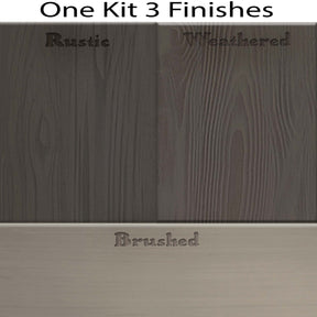 Retique It Decking Wood'n Kit harbor gray stain swatches showing three finish options for decking projects.
