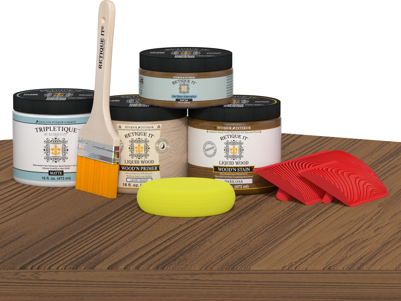 Retique It® Wood'n Kit Medium Dark Oak interior top coat for wood furniture and surfaces, featuring natural matte finish.