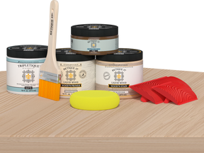 Retique It® white oak countertop kit with matte stain for kitchen islands, featuring natural wood grain and white oak finish.