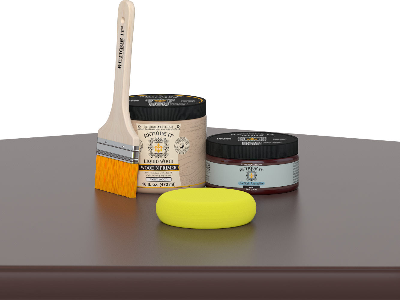 Retique It® Multi-purpose Smooth Finish Kit (Med) in Java, a wood finish kit for furniture and woodworking projects.