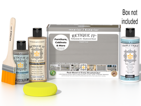 Retique It® Wood'n Finish Kit in Weathered Wood, smooth top coat for interior wood furniture and decor projects.