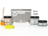 Retique It® Multi-purpose Smooth Finish Kit in Weathered Wood for exterior wood projects, includes top coat and application tools.