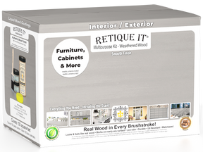 Retique It® Multi-purpose Smooth Finish Kit in Weathered Wood for exterior wood projects with a large top coat box.