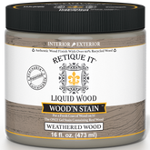 Retique It Liquid Wood Wood'n Stain in Weathered Wood, 16 oz, natural stain for wood finishing and weathered look.