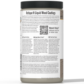 Retique It Liquid Wood Wood'n Stain in Weathered Wood, 32 oz bottle, showing the stain's weathered wood color and smooth liquid consistency.