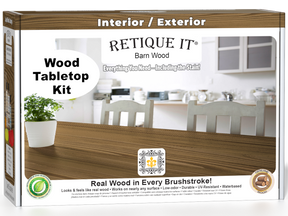 Retique It® Wood'n Finish Kit in Modern Walnut for tabletops, showing stained wood surface with natural wood grain detail.