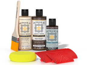 Retique It® Wood'n Finish Kit in Black Walnut for multi-purpose wood finishing, shown in a detailed close-up image.