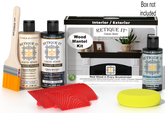 Retique It Fireplace Mantel Wood'n Finish Kit in Classic Black, stain set with applicator brush and instructions for wood finishing.