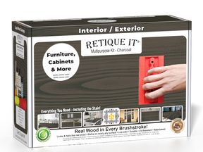 Retique It® Wood'n Finish Kit in charcoal, a multi-purpose wood finishing kit with tools and supplies for wood projects.