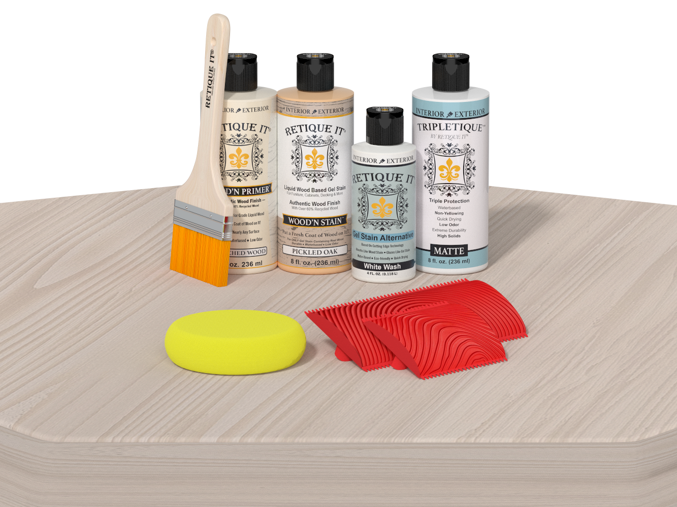 Retique It Wood'n Finish Kit for tables, featuring a smooth wood finish with a natural, polished appearance.