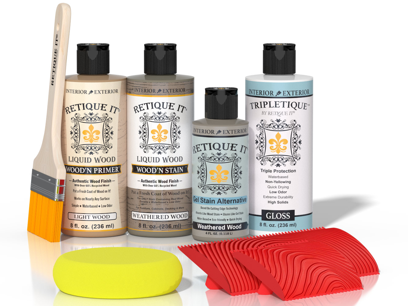Retique It® Wood'n Kit weathered wood interior top coat in a multi-purpose finish, shown on a wood surface.