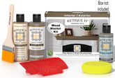 Retique It® Weathered Wood Fireplace Mantel Wood'n Finish Kit stain applied to a wooden mantel with a weathered finish.