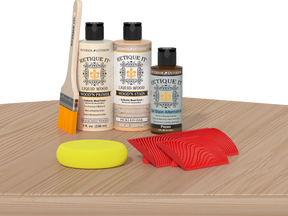 Retique It® Fireplace Mantel Wood'n Finish Kit in White Oak stain, showcasing the wood finish applied to a fireplace mantel.