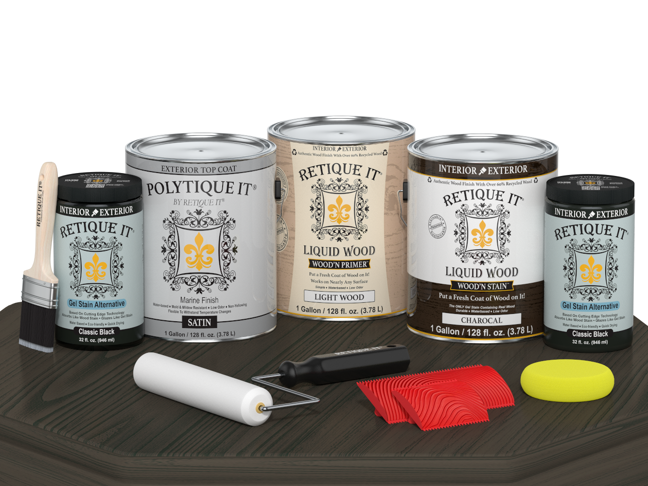 Retique It Decking Wood'n Kit in Charcoal stain, with satin finish applied to wooden decking boards.