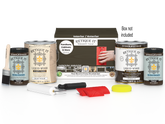 Retique It® Wood'n Kit in Charcoal with four large Wood'n Finish Kits, includes brushes and applicators for wood finishing.