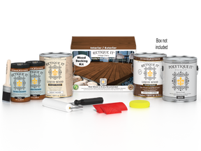 Retique It Vintage Cherry decking wood stain kit with stain tray and brushes for outdoor wood projects.